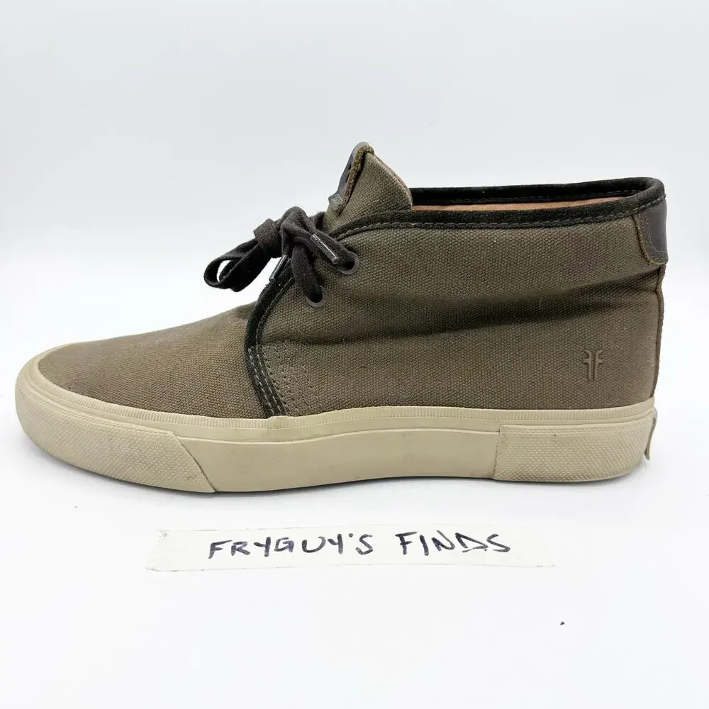 Frye Men's Ludlow Mid Chukka Boots Canvas Olive Green Sneaker Men's Size 10